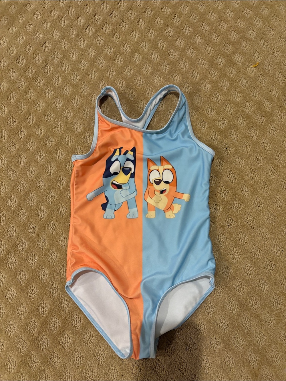 Girls Bluey Blue & Orange One-Piece Swim Suit sz 5-6